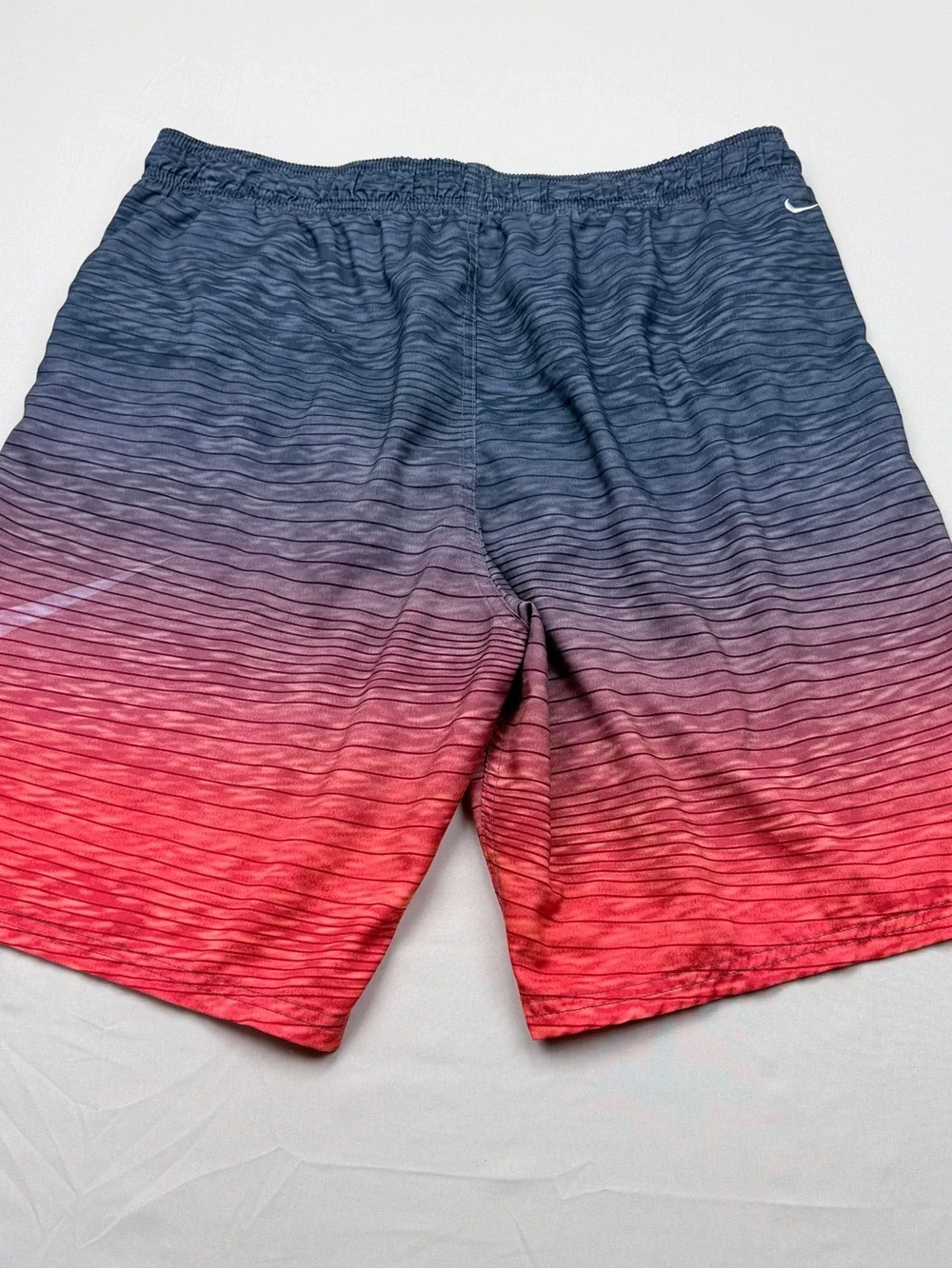 Nike Gradient Gray to Red Swim Trunks with Drawstring